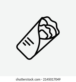  burrito icon, isolated food outline icon in light grey background, perfect for website, blog, logo, graphic design, social media, UI, mobile app