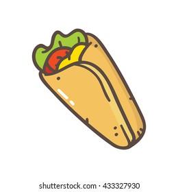 Burrito icon isolated on white background. Kebab icon.