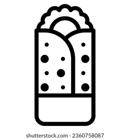 burrito icon in line style isolated on white background. Fastfood icon, vector illustration for graphic design projects