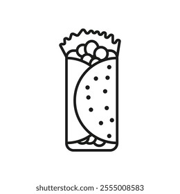 Burrito icon Simple thin line flat symbol