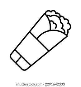 Burrito icon. Street fast food symbol. Shawarma, doner kebab, gyro wrap sandwich. Vector illustration.