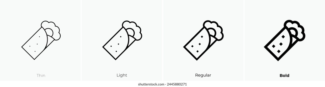 burrito icon. Thin, Light Regular And Bold style design isolated on white background