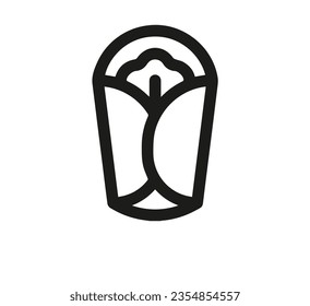 Burrito icon vector. Linear style sign for mobile concept and web design. Burrito symbol illustration. Pixel vector graphics - Vector.