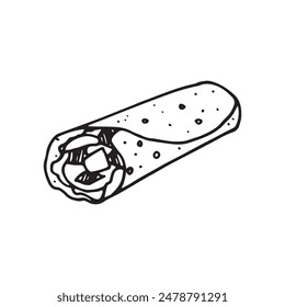 burrito illustration on isolated white background