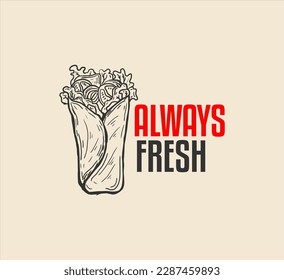 burrito isolated 	
Hand drawn sketch style burrito wrap. Traditional mexican cuisine illustration. Fast food. Street food drawing. Best for restaurant menu and package design and banner