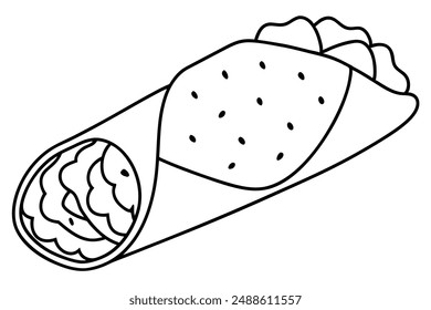 Burrito line art charming whimsical artwork piece