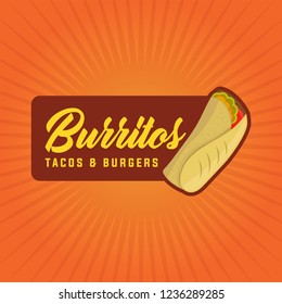 burrito logo, emblem, badge, patch object illustration stock vector set
