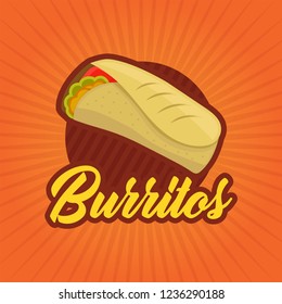 burrito logo, emblem, badge, patch object illustration stock vector set