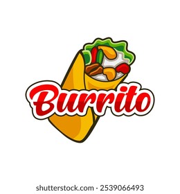 Modelo de ilustração do vetor do logotipo Burrito. Sabor delicioso