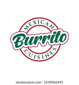 Modelo de ilustração do vetor do logotipo Burrito. Sabor delicioso