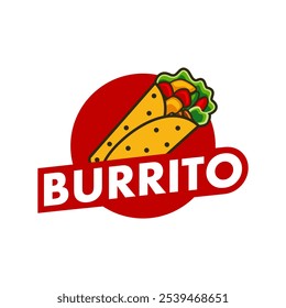 Modelo de ilustração do vetor do logotipo Burrito. Sabor delicioso