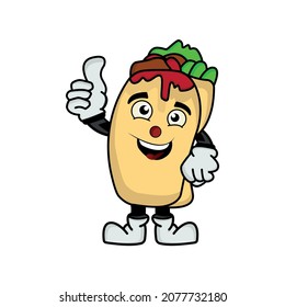 Burrito mascot cartoon character with thumbs up. illustration flat style. design template vector