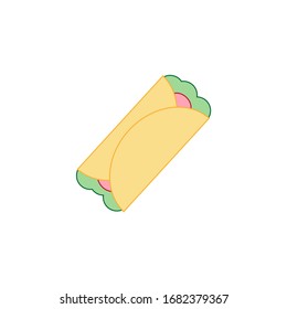 burrito mexican food on white background