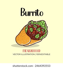 Burrito mexican food vector illustration