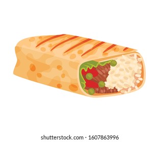 Burrito As Mexican Traditional Food Vector Illustration