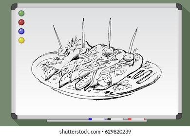 Burrito mexican traditional food. Whiteboard vector stock illustration