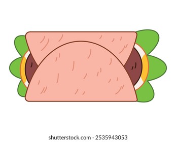 Burrito México comida Cocina tradicional mexicana wrap carne vegetal huevos salsa ingredientes sabroso colorido diseño de conjunto de iconos