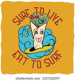 Burrito on a surfing board