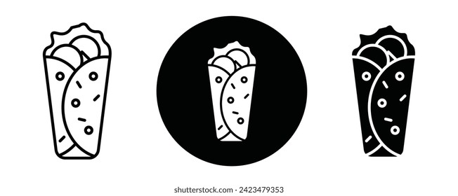 Burrito outline icon collection or set. Burrito Thin vector line art