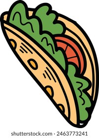 The Burrito or Sandwich Hand drawn illustrations in line art style