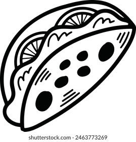 The Burrito or Sandwich Hand drawn illustrations in line art style