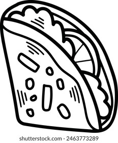 The Burrito or Sandwich Hand drawn illustrations in line art style
