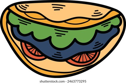 The Burrito or Sandwich Hand drawn illustrations in line art style