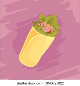 Burrito with Sausage and Onion Vector