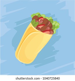 Burrito with Sausage and Red Beans Vector