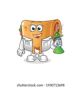 burrito scientist character. cartoon mascot vector