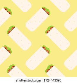 burrito seamless pattern flat design vector illustration 