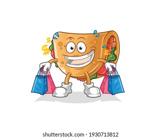 mascota de compras burrito. vector de dibujos animados