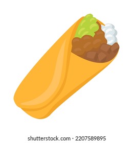 Burrito Sign Emoji Icon Illustration. Mexican Food Vector Symbol Emoticon Design Clip Art Sign Comic Style.