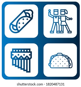 burrito simple icons set. Contains such icons as Burrito, Salsa, Zampona, Taco, can be used for web, mobile and logo