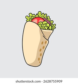 Burrito simple isolated cartoon illustration with a light background
