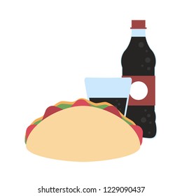 Burrito and soda bottle