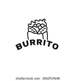 Burrito Sticker, Vector Illustration, Flat Silhouette, Text, Banner, Logo
