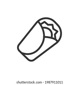 Burrito thin line icon. Symbol in trendy outline style. Premium design for web and apps. Perfect for UI. 