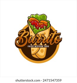 burrito traditional mexican food logo sticker emblem label template for cafes, restaurants, food trucks