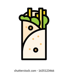 Burrito vector, fast food related flat style icon