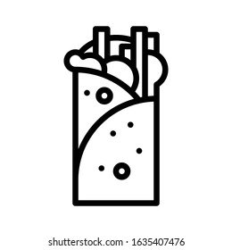 Burrito vector, fast food related line style icon