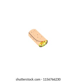 Burrito Vector Flat Icon. Fast Food Vector Illustration