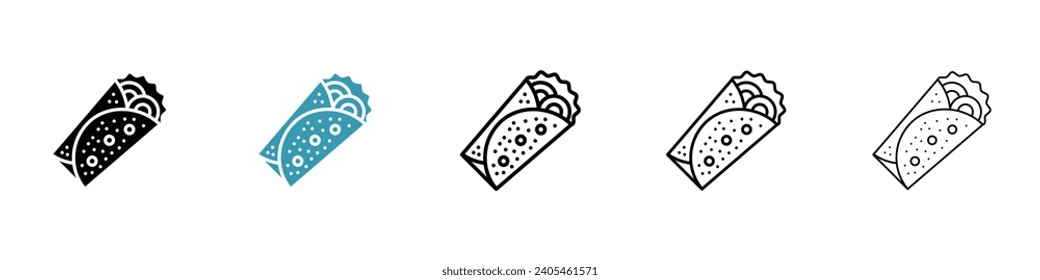 Burrito vector icon set. Wrap tortilla sandwich vector illustration. Shawarma kebab vector icon for Ui designs.