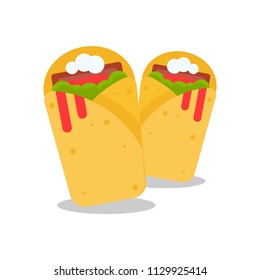 Burrito Vector Illustration in Flat Style Line Art