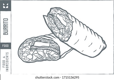 Burrito Vector illustration - Hand drawn - Out line