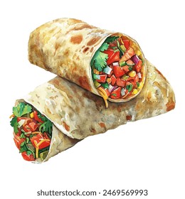 burrito vector illustration in watercolor style