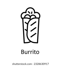 Burrito Vector outline Icon Design illustration. Food and drinks Symbol on White background EPS 10 File