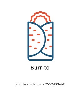 Burrito Vector Two Colors outline Icon. Eps10 File