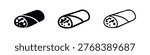 Burrito or wrap icon set. Mexican food simple vector glyphs for fast food and street food menus.