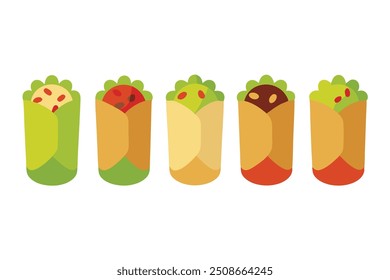 Ilustración de arte en color de Burritos celebrando la alegría de la comida mexicana